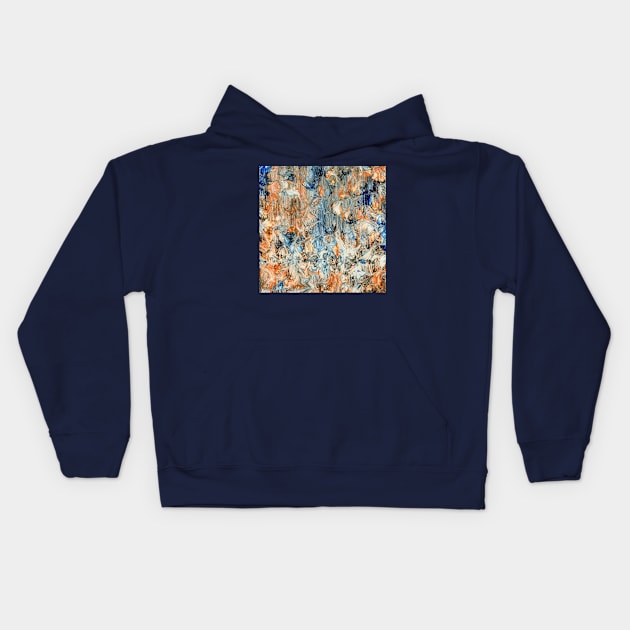 Abstract in Orange and Blue Kids Hoodie by Klssaginaw